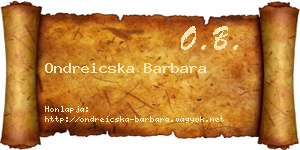 Ondreicska Barbara névjegykártya